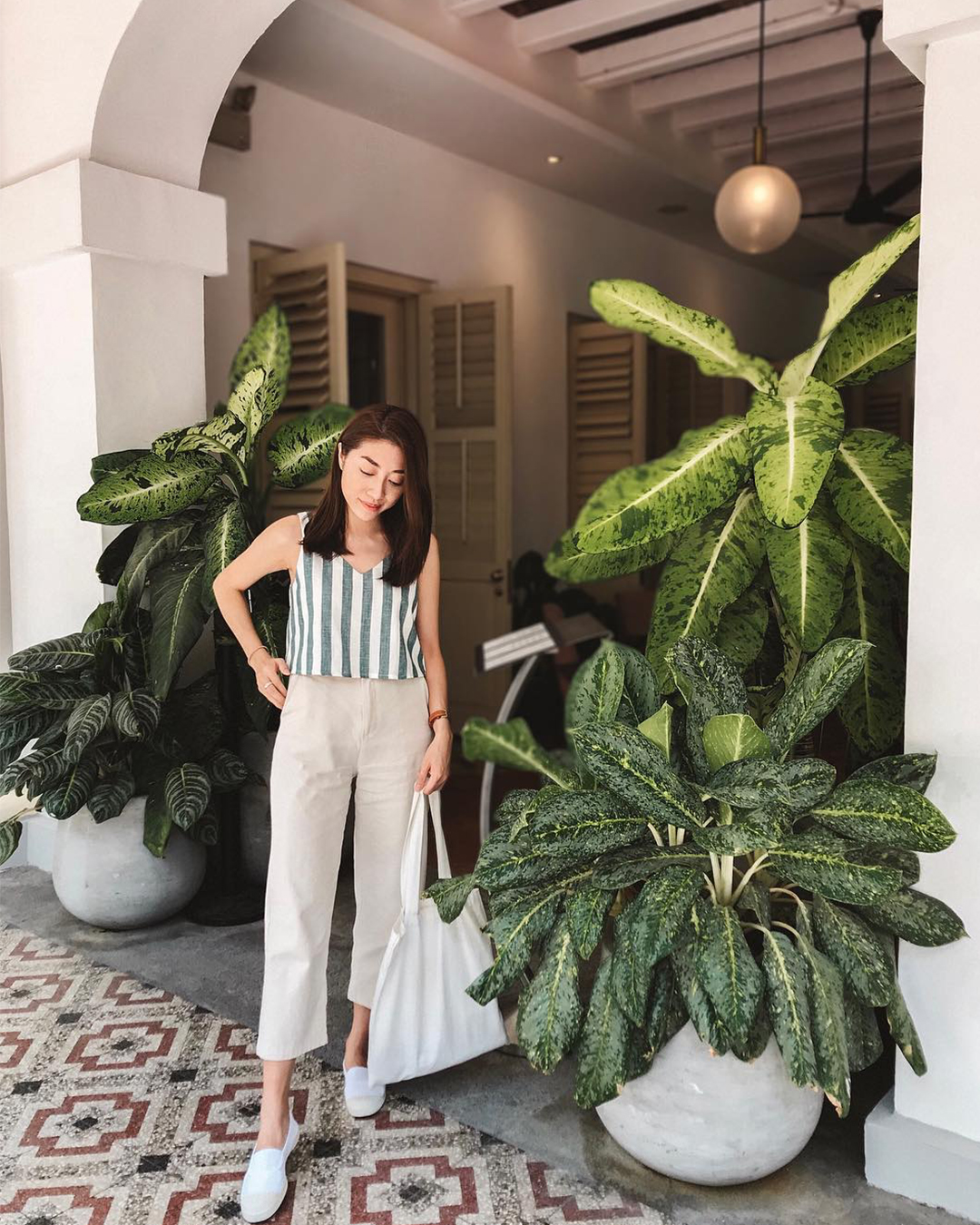 As seen on @gilliansng - Ana Two-Way Stripes Top in Green