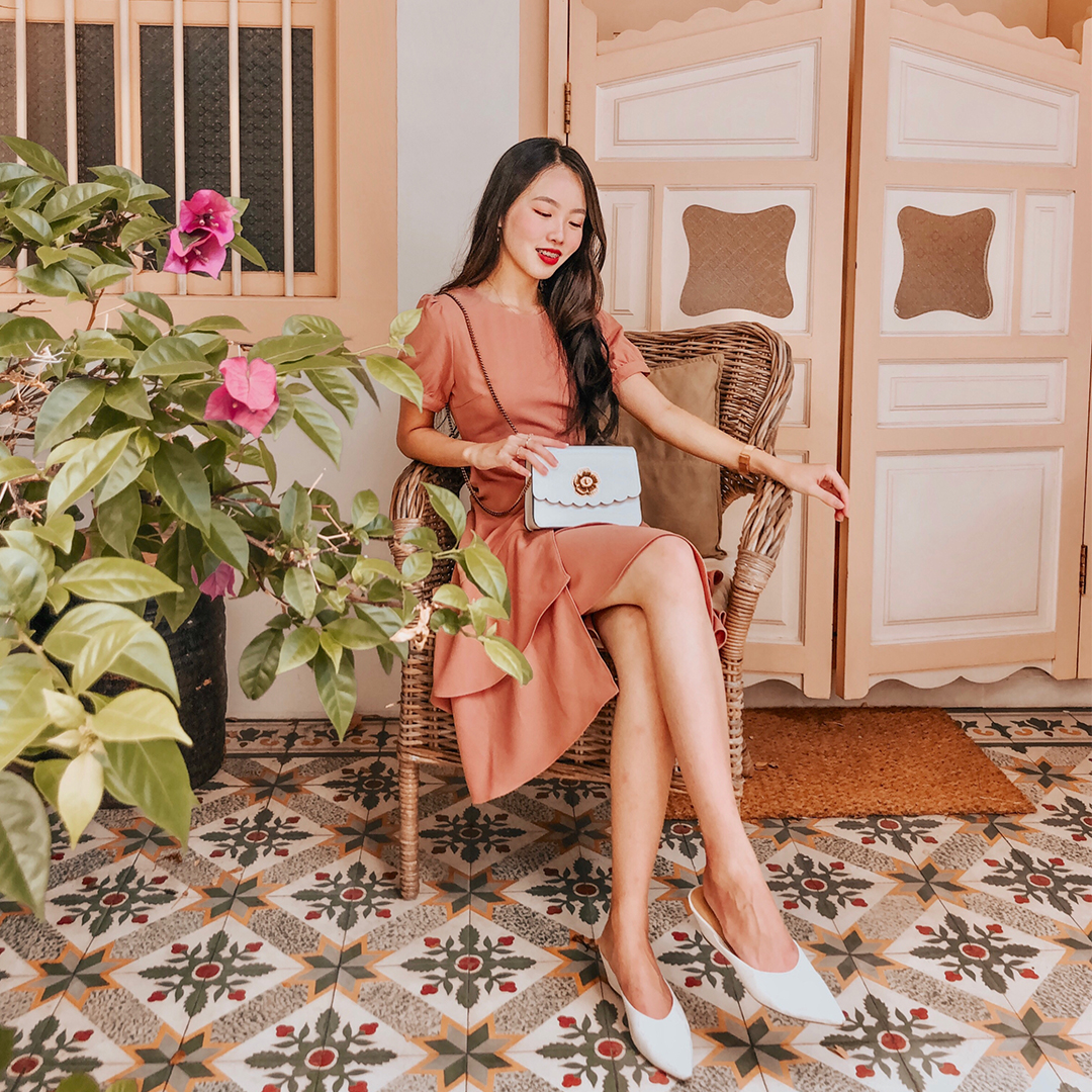 As seen on @jujujucloe - Docia Ruffled Midi Dress in Pink