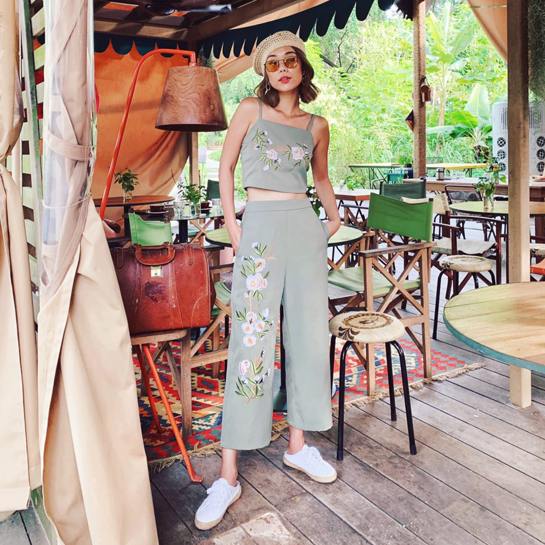 As seen on @dreachong - Derla Embroidered Top and Culottes