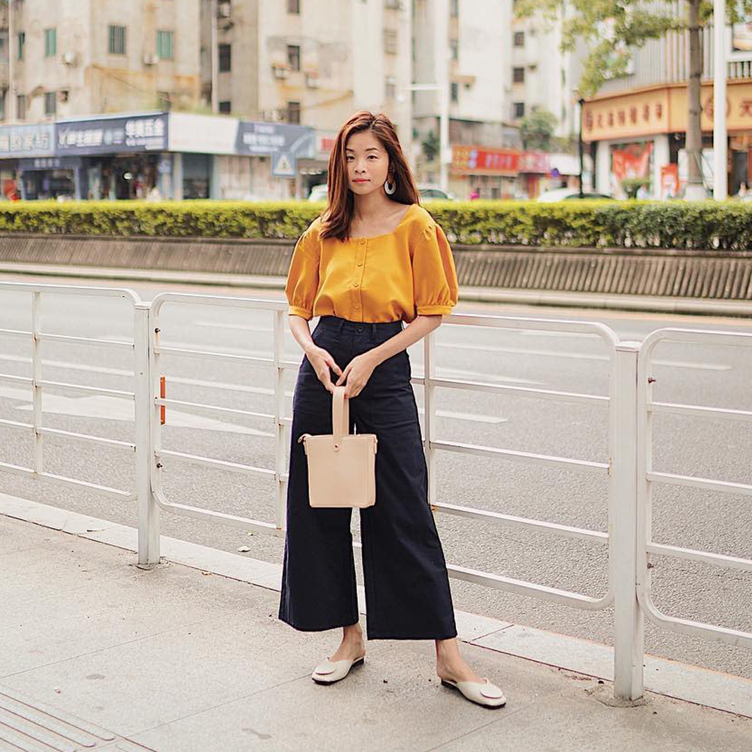 As seen on @bertillawong - Gerina Square Neck Top in Marigold