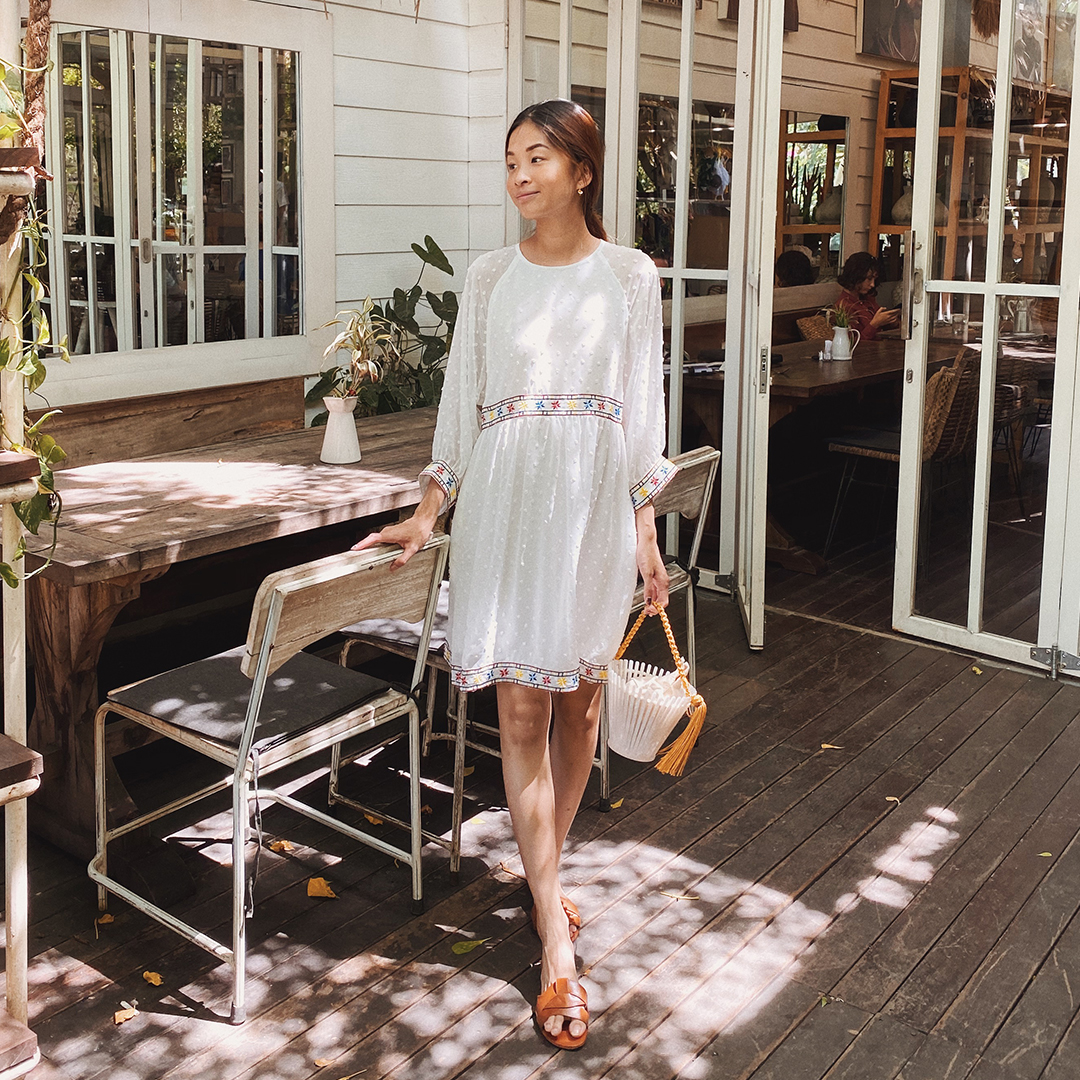 As seen on @bertillawong - Alesa Dotted Babydoll Dress in White