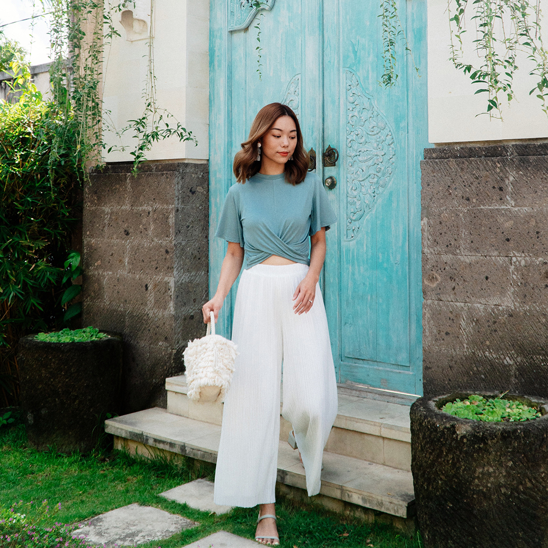 As seen on @dreachong - Naila Knotted Cotton Top &amp; Elenca Pleated Pants