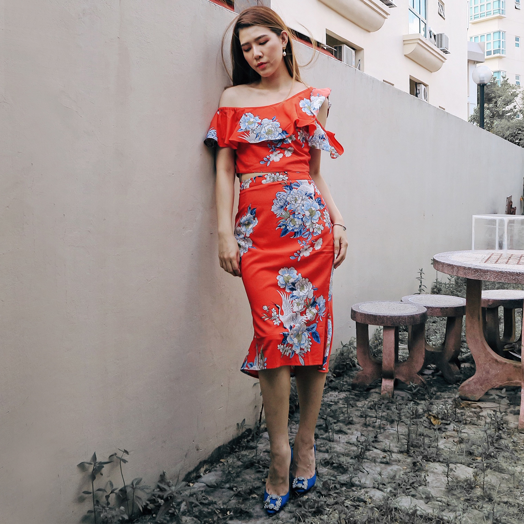 As seen on @lianmeiting - Ethel Floral Printed Top and Midi Skirt