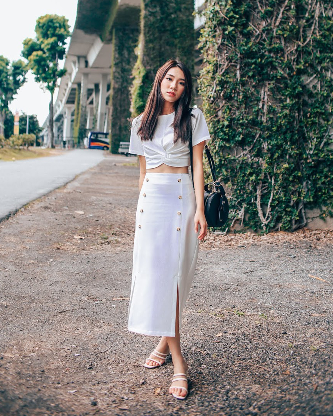 As seen on @mongabong - Malia Knotted Top X Alivia Buttoned Skirt