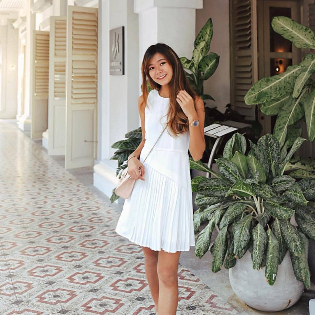 As seen on @nedface - Laureen Pleated Dress in White