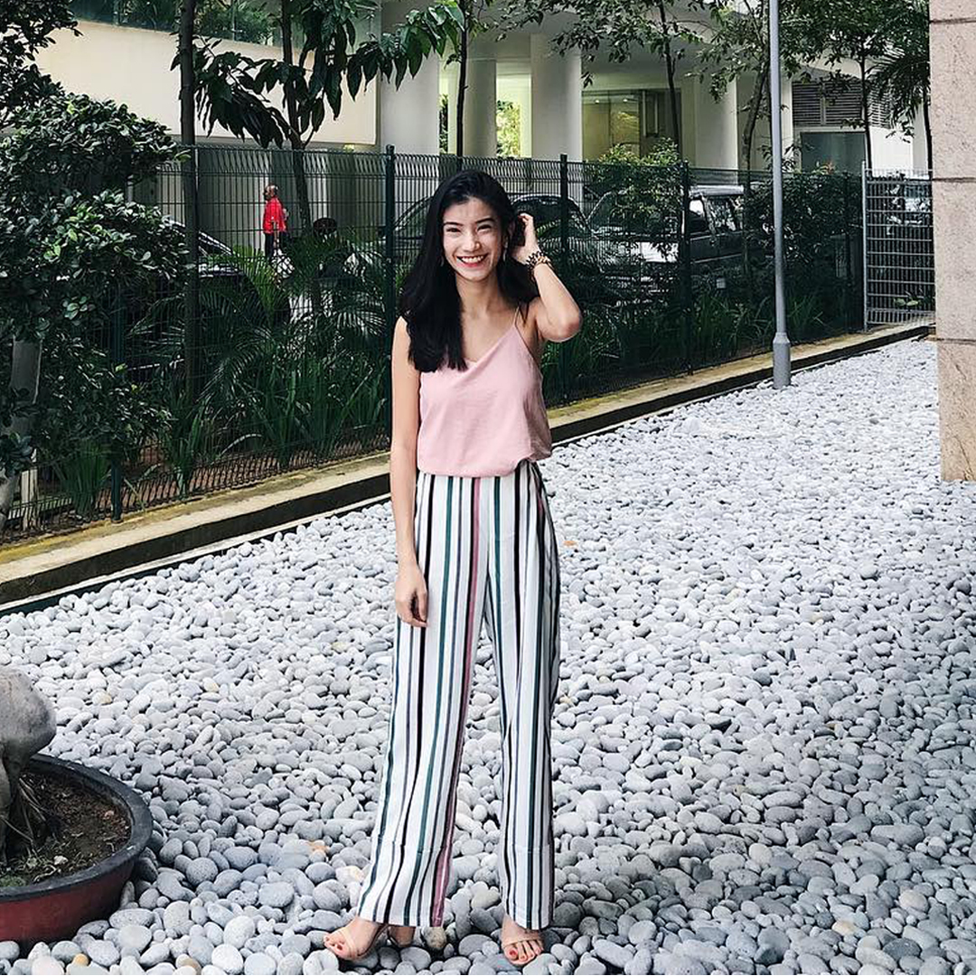 As seen on @sherilynchua - Kourtney Two Way Linen Top in Pink &amp; Heline Stripes Pants