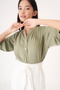 Carlos Buttoned Top in Dusk Green