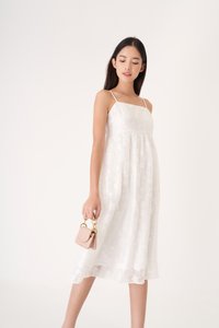 Maia Textured Midi Dress in White