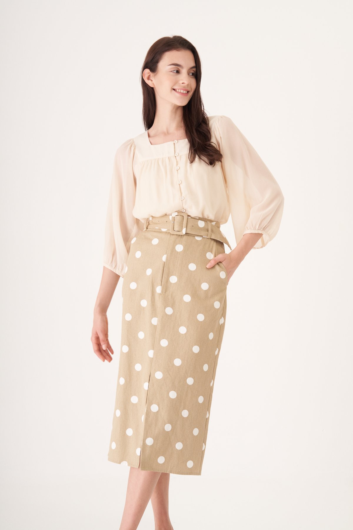 Belted new arrivals midi skirt