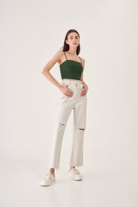 Merlin Padded Crop Top in Forest