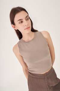 Marco Knit Crop Top in Clay