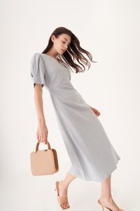 Marly Linen Midi Dress in Ash Lilac