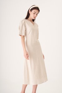 Marly Linen Midi Dress in Oatmeal