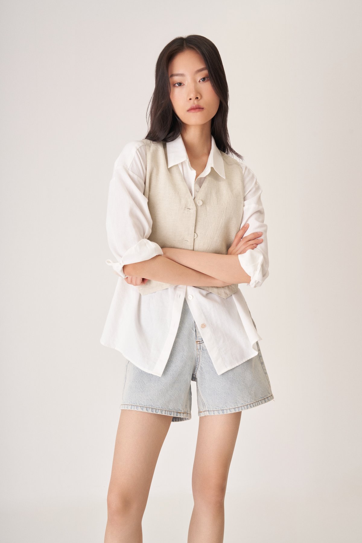 Clifford Linen Vest in Oatmeal