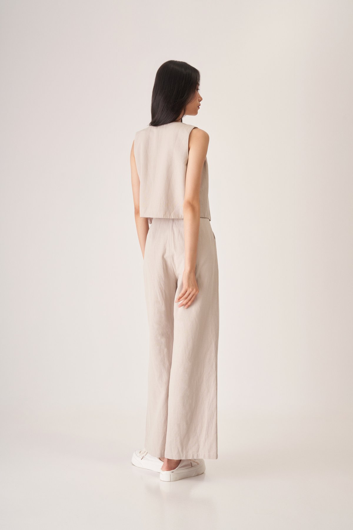 Clifford Linen Vest in Stone