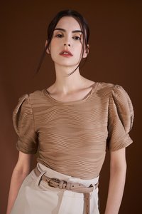 Ling Textured Bodysuit in Mocha