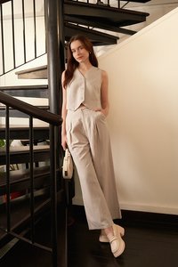 Clifford Linen Vest in Stone