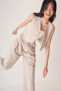 Clifford Linen Vest in Stone