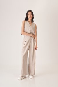 Clifford Linen Vest in Stone