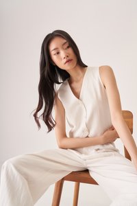 Clifford Linen Vest in White