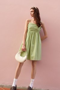 Cora Babydoll Dress in Lime