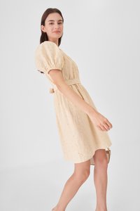 Olina Embroidered Dress in Cream