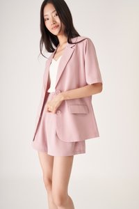 Collin Short Sleeve Blazer in Pink