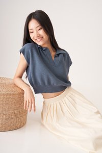 Keith Sleeveless Knit Top in Blue