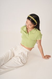 Elliot Knit Polo Top in Lime