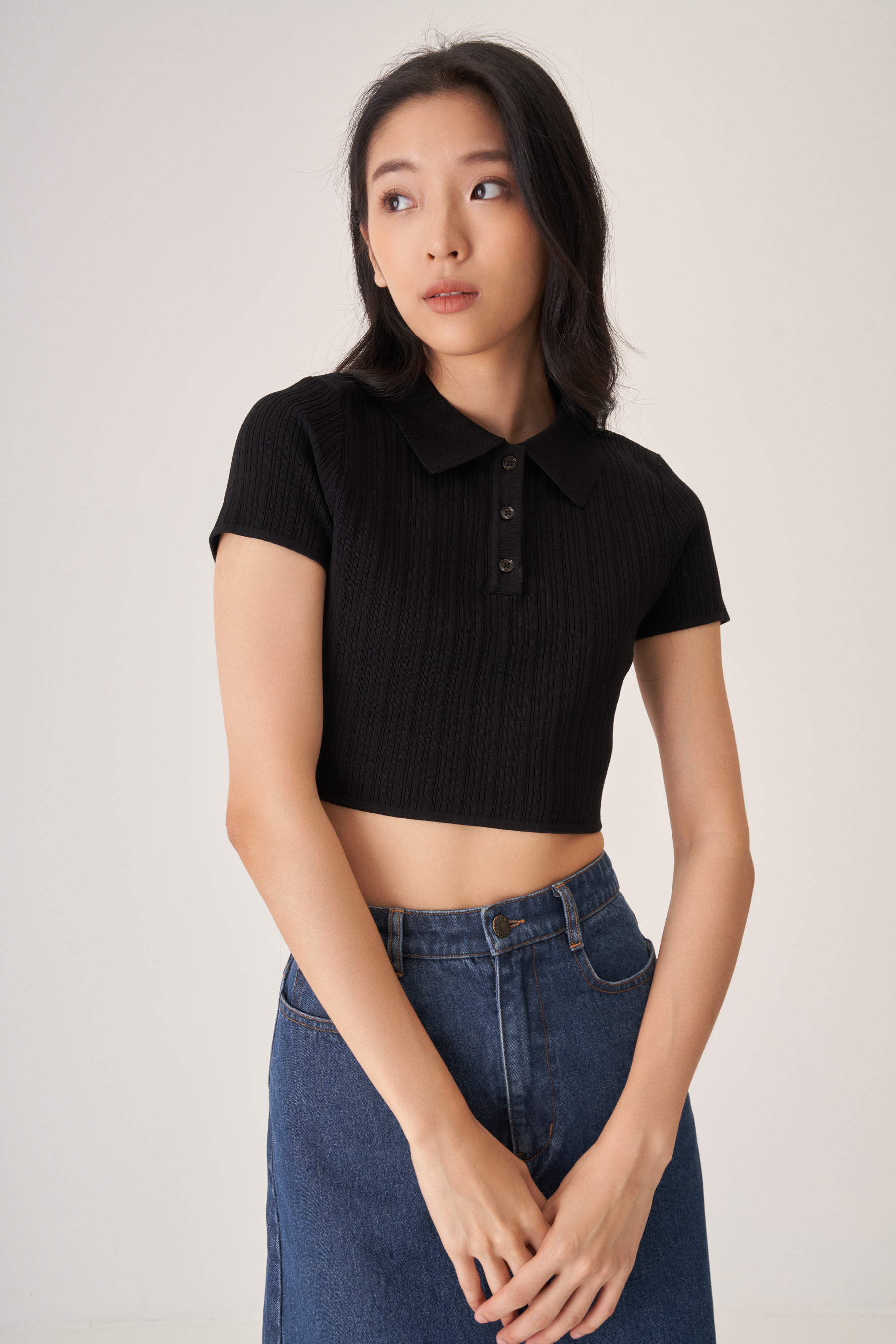 ELIN Smooth cropped knit polo 定価 33480円 - ファッション