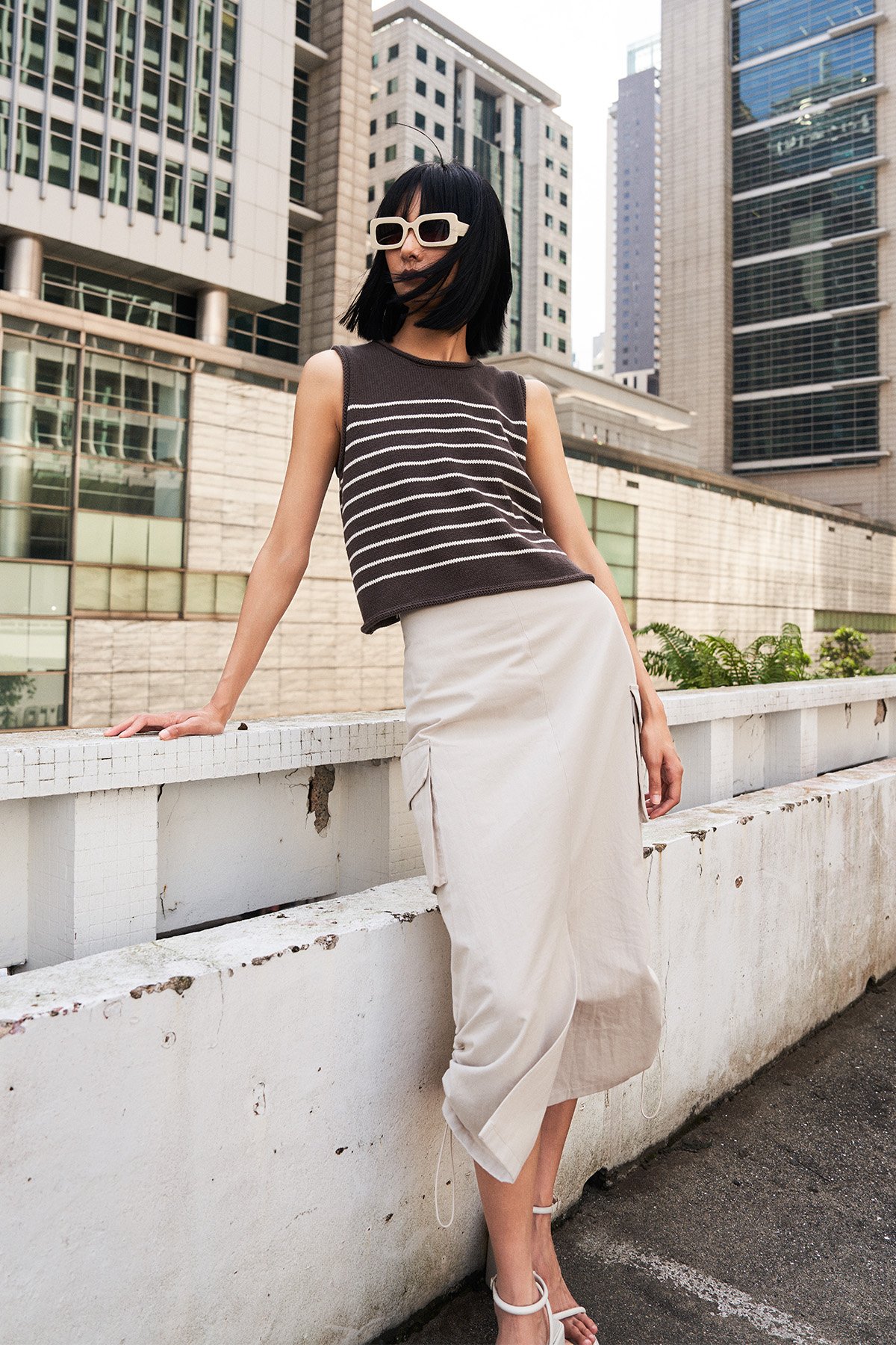 Baron Sleeveless Knit Top in Charcoal