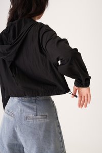 Blaise Nylon Hooded Jacket in Black
