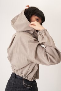 Blaise Nylon Hooded Jacket in Charcoal