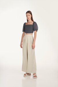 Reverie Textured Pleated Crop Top in Charcoal