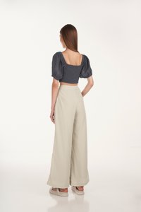 Reverie Textured Pleated Crop Top in Charcoal