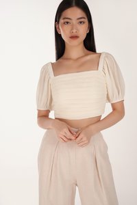 Reverie Textured Pleated Crop Top