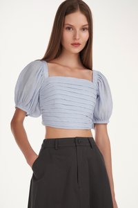 Reverie Textured Pleated Crop Top