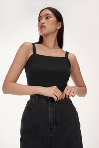 Tilla Crop Knit Top in Charcoal