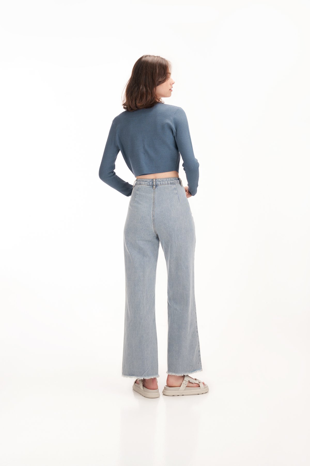 Celine Knit Crop Cardigan in Dusk Blue