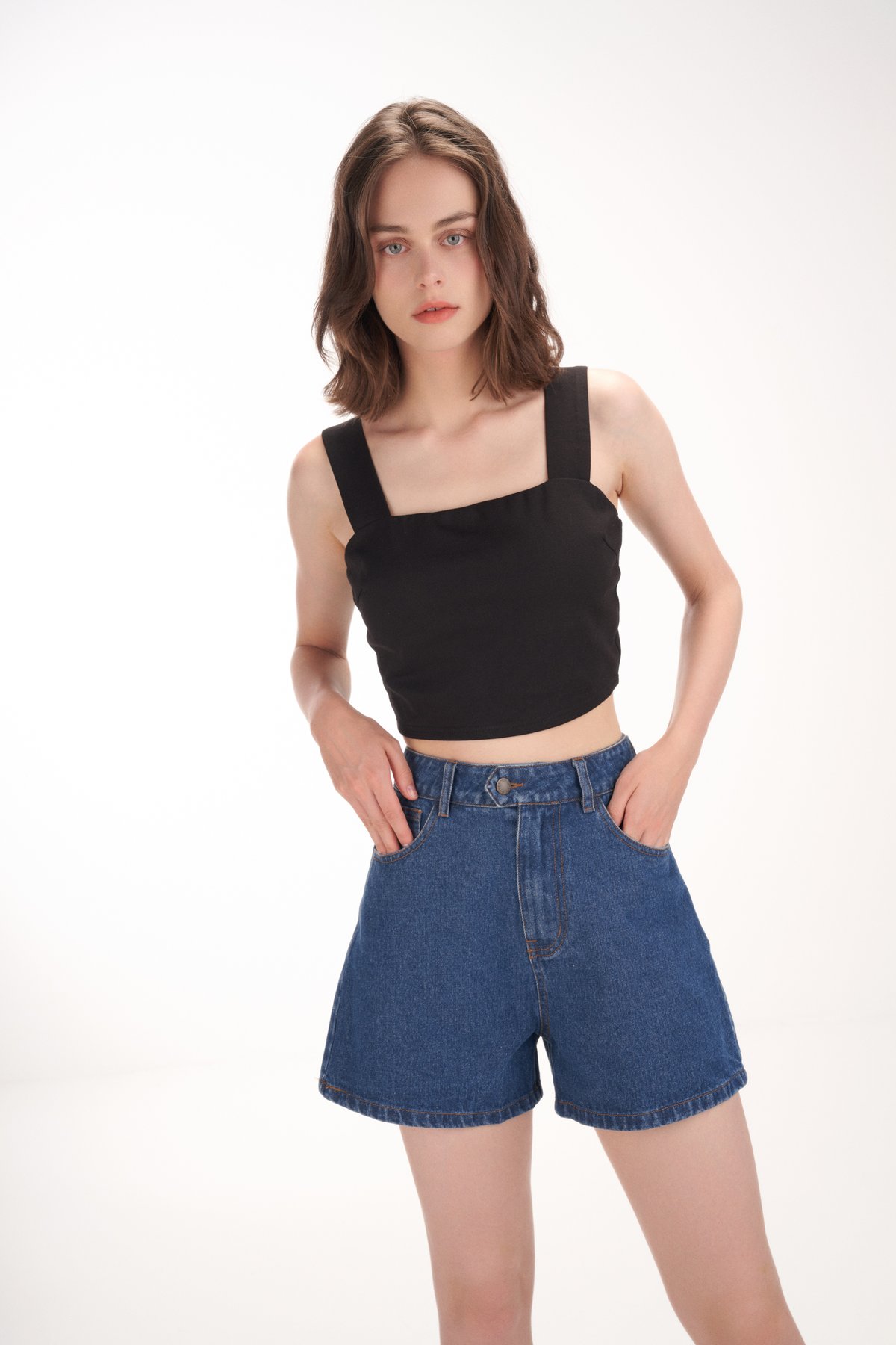 Hanley Padded Crop Top in Black