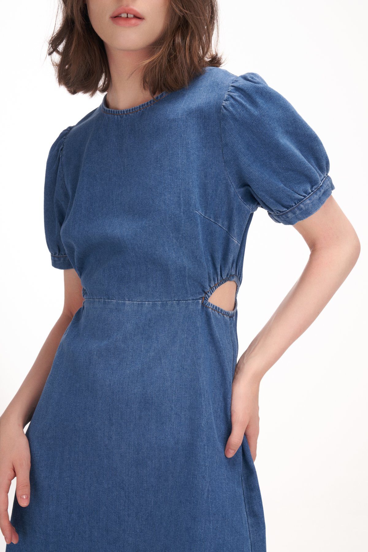 Mica Cut-Out Denim Dress in Vintage Wash
