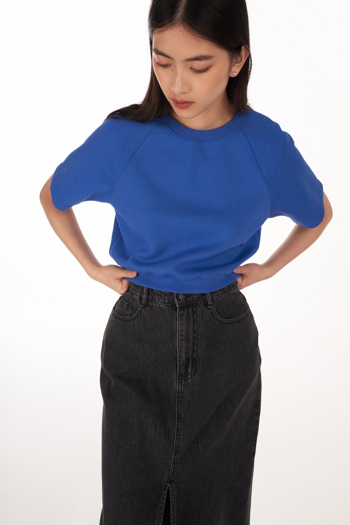 Trevor Crop Tee in Cobalt Blue