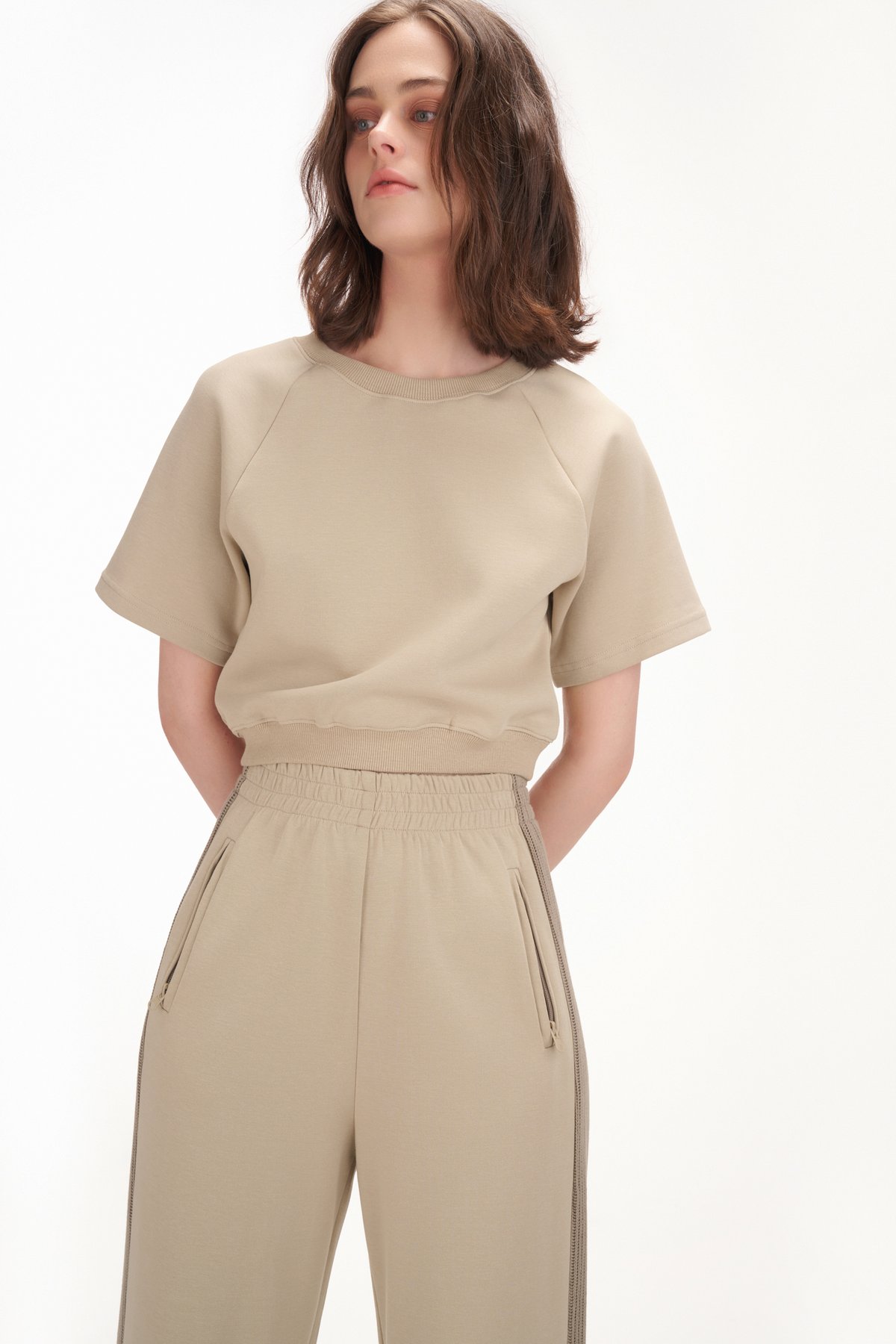 Trevor Crop Tee in Stone