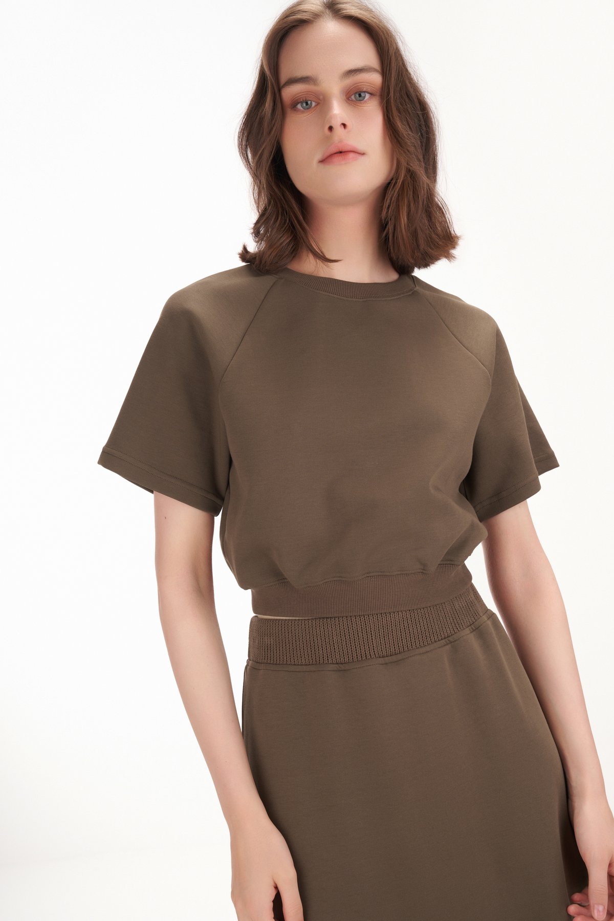 Trevor Crop Tee in Walnut