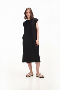 Finn Padded Shoulder Maxi Dress in Black