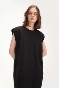 Finn Padded Shoulder Maxi Dress in Black
