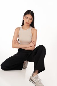 Jace Ribbed Panel Sweat Pants in Black