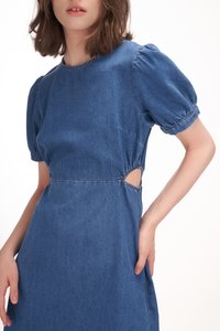 Mica Cut-Out Denim Dress in Vintage Wash