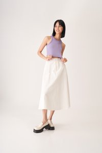 Phoebe Flare Midi Skirt in White