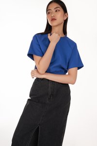 Trevor Crop Tee in Cobalt Blue